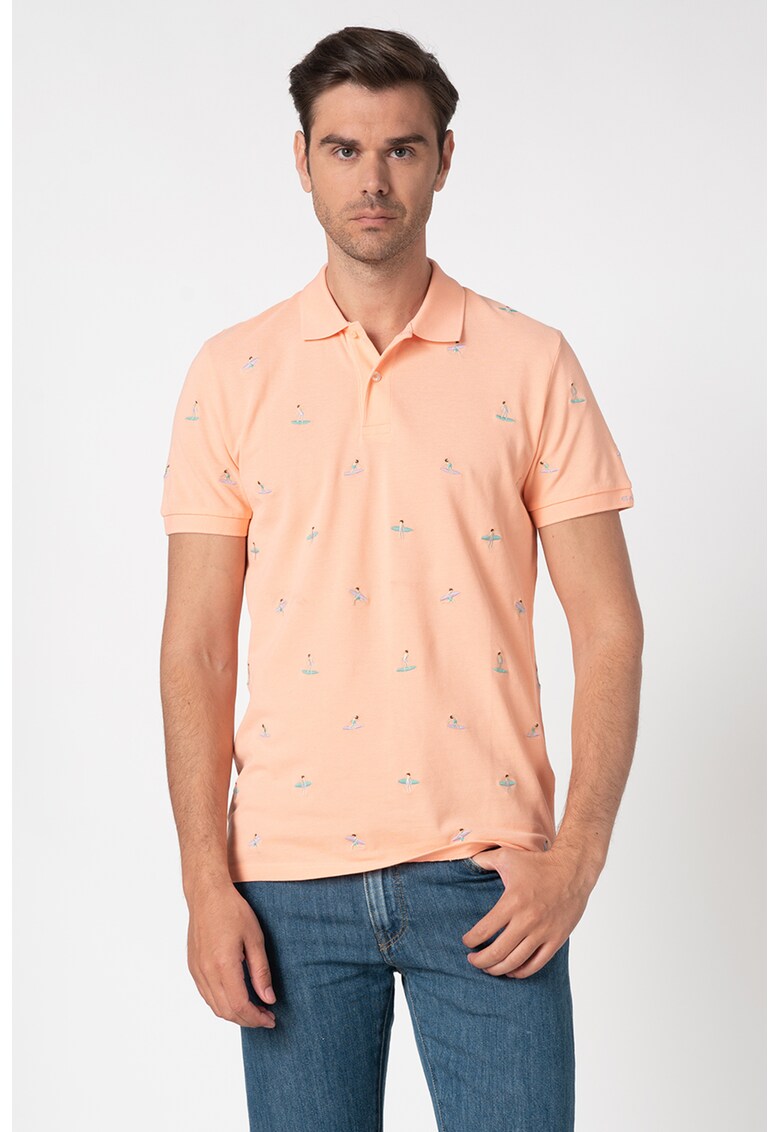 Tricou polo cu detalii brodate Surfer