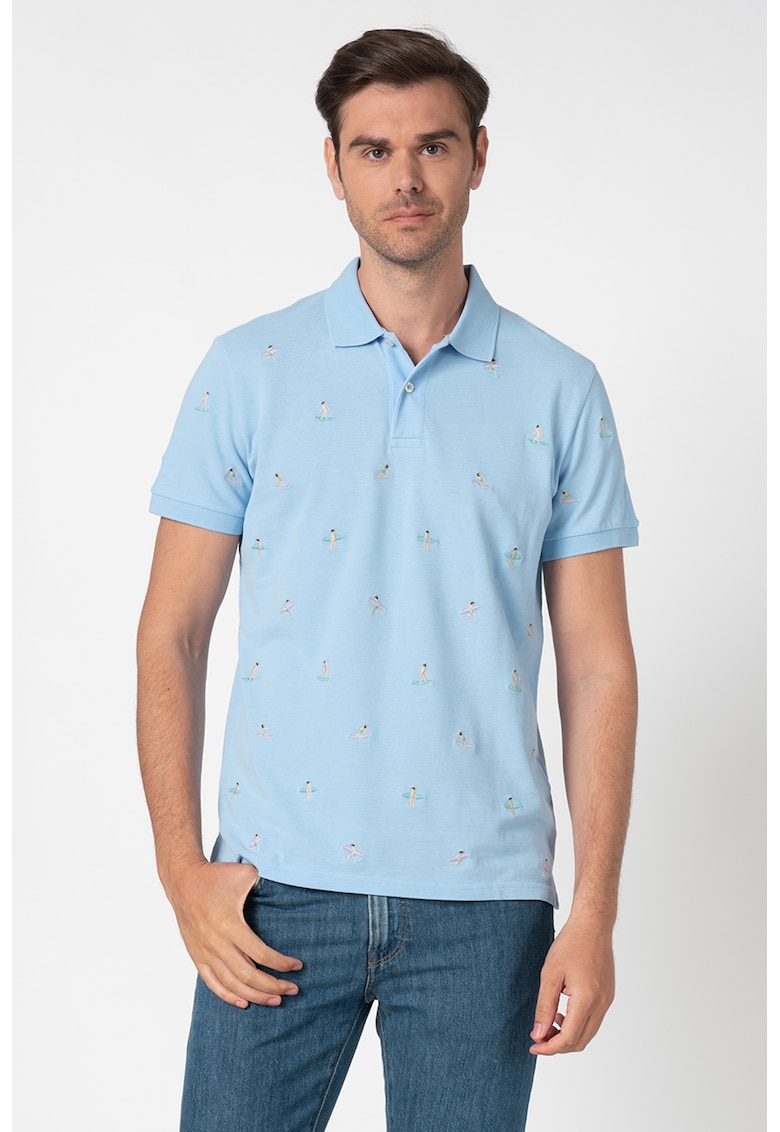 Tricou polo cu detalii brodate Surfer