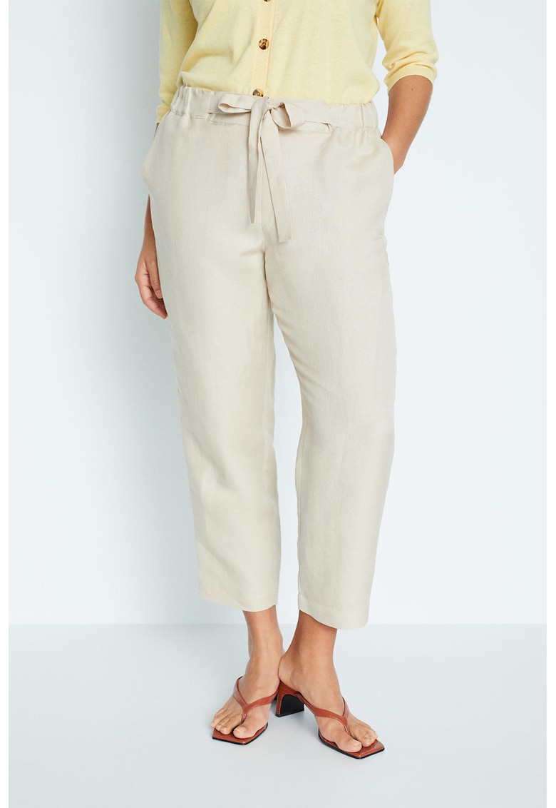 Pantaloni crop din amestec de in Cotilip