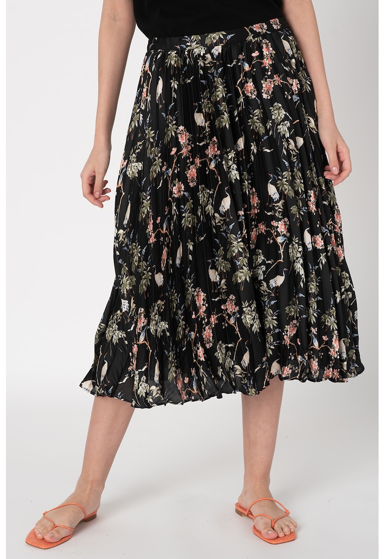 Fusta plisata cu imprimeu floral