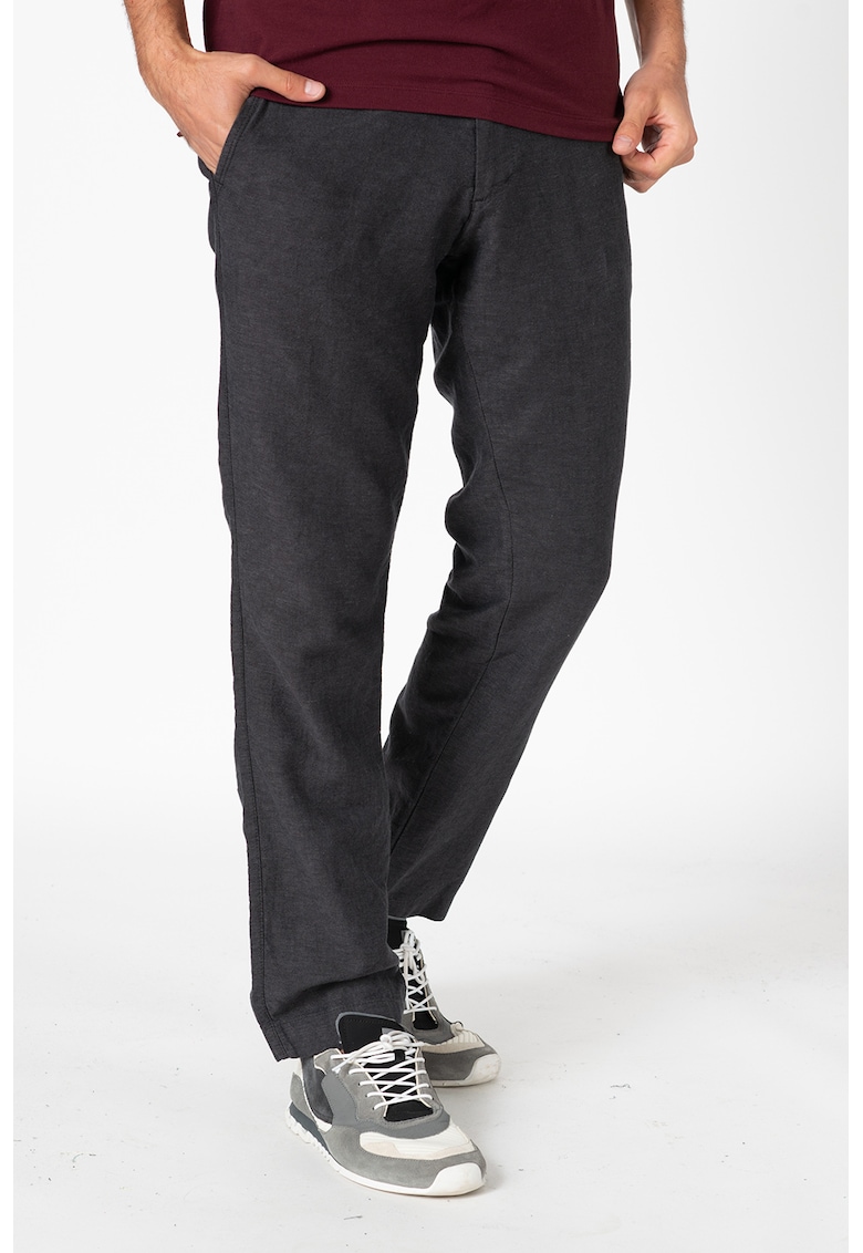 Pantaloni chino slim fit din amestec de in