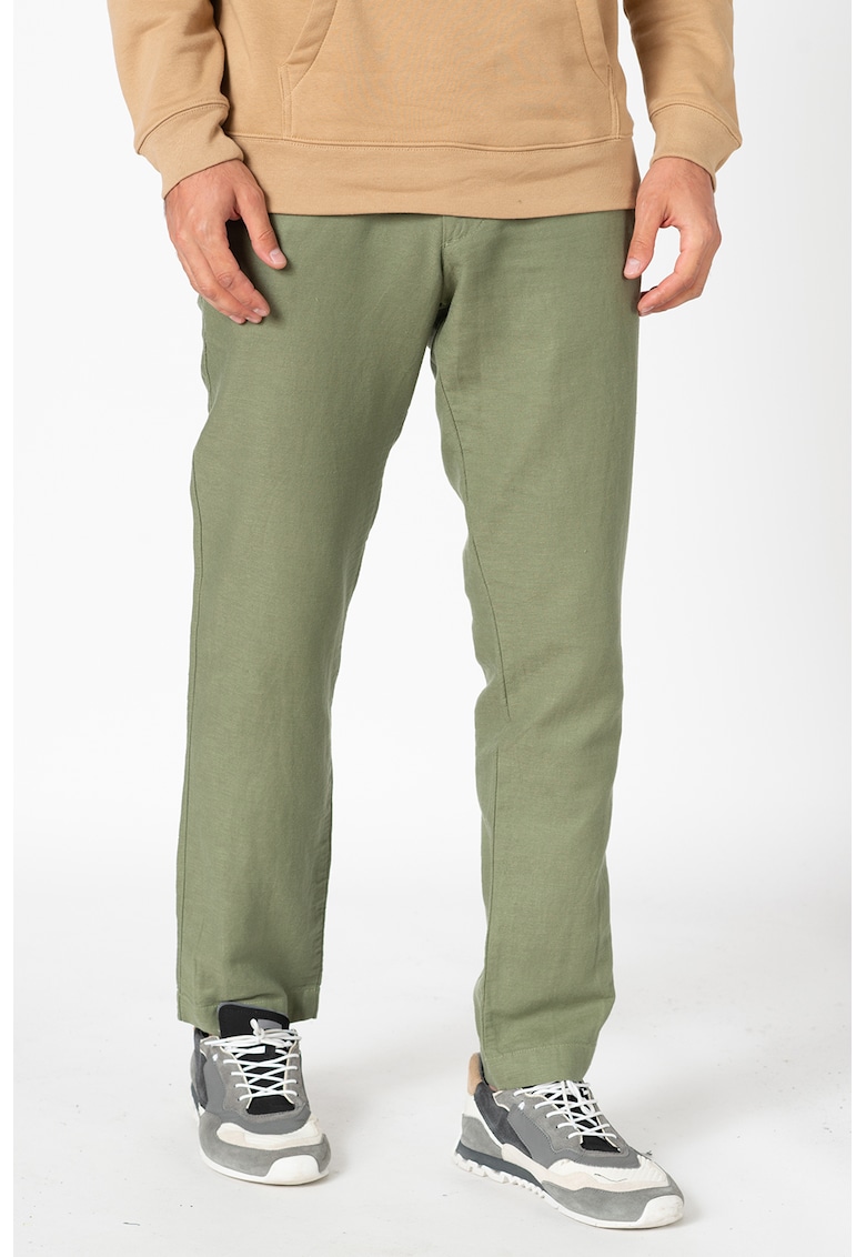 Pantaloni chino slim fit din amestec de in