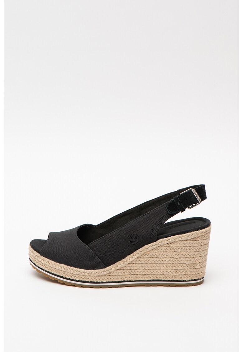 Sandale slingback tip espadrile cu talpa wedge si garnituri din piele intoarsa Nice Coast