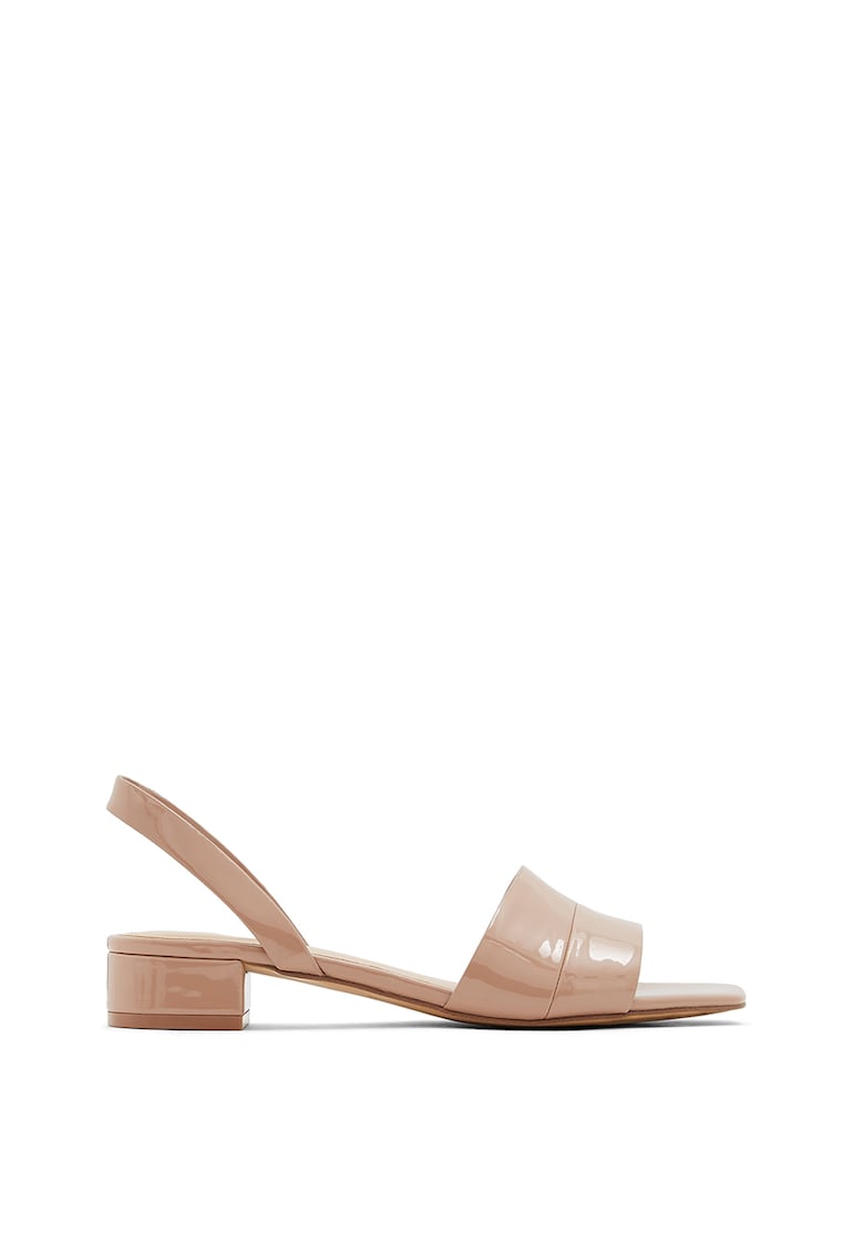 Sandale slingback cu aspect lacuit