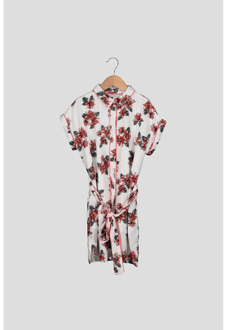 Rochie tip camasa din viscoza - cu imprimeu floral