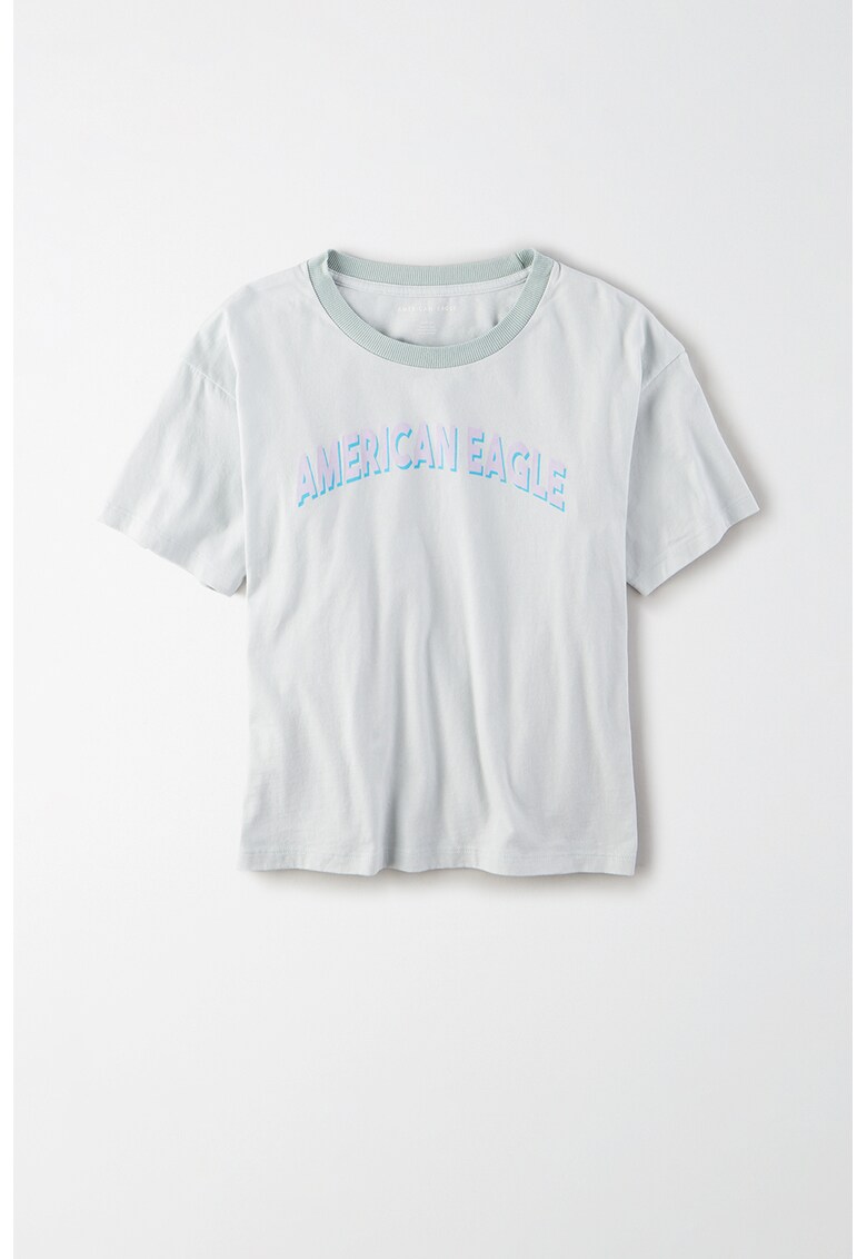 Tricou cu decolteu la baza gatului si imprimeu logo