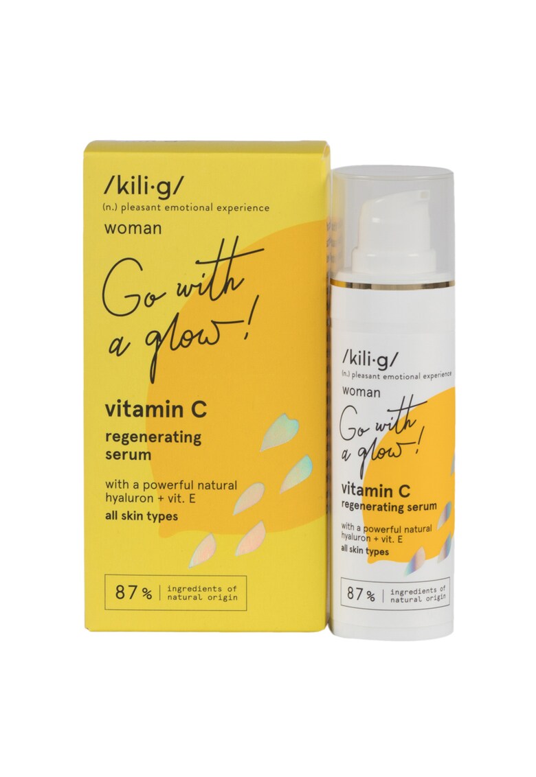 Ser facial regenerant Go with a Glow cu vitamina C pentru toate tipurile de ten Femei 30 ml Kilig