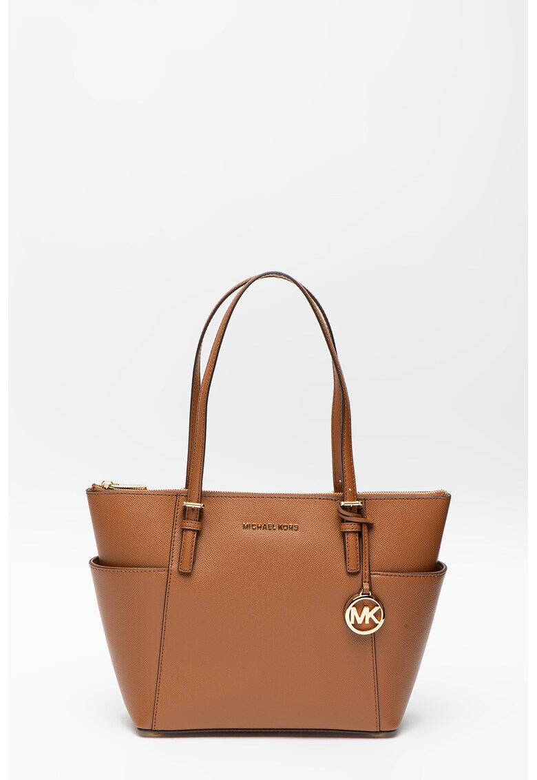 Geanta tote din piele cu accesoriu logo metalic