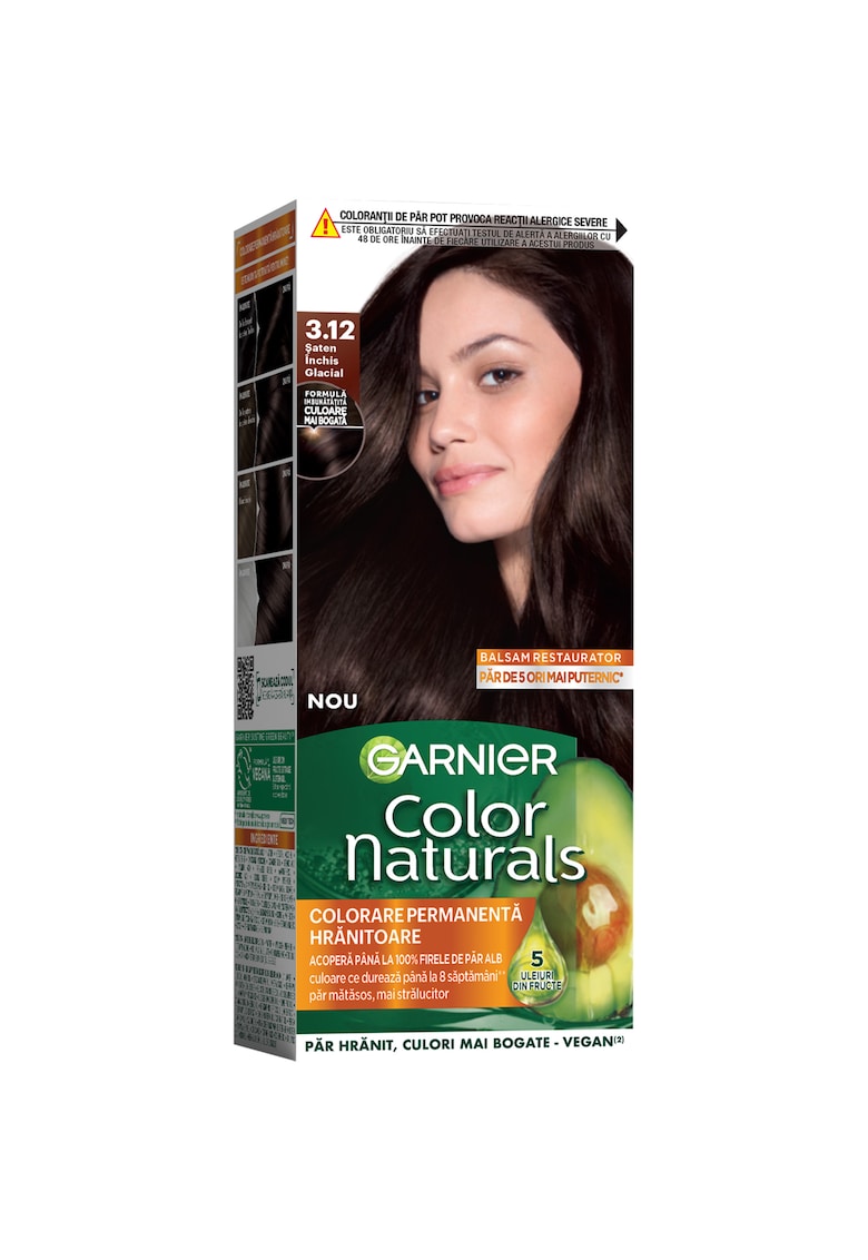 Vopsea de par permanenta cu amoniac  Color Naturals - 3.12 Saten Inchis Glacial - 112 ml