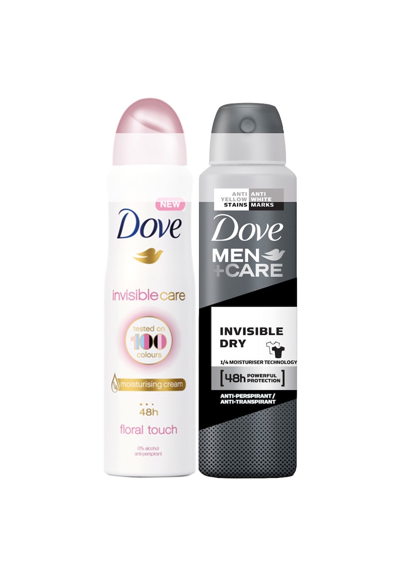 Pachet : Deodorant spray Invisible Care – femei – 150 ml + Deodorant spray Invisible Dry – barbati – 150ml Dove imagine noua