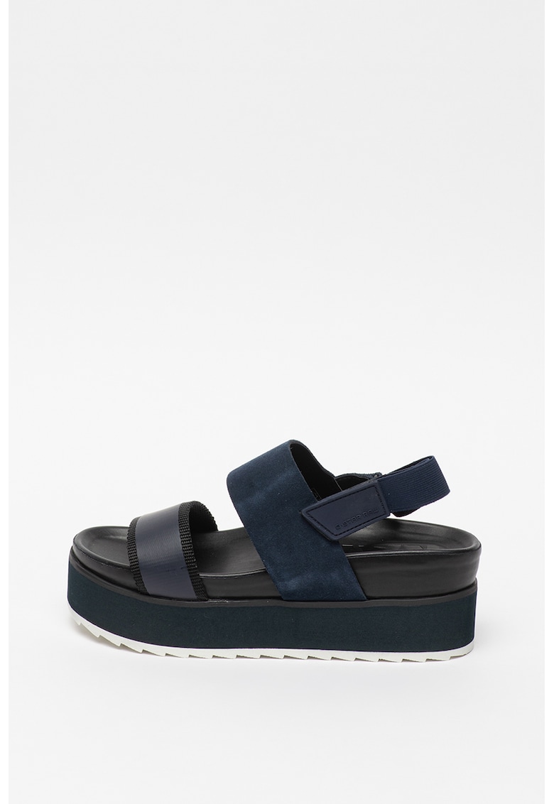 Sandale wedge cu insertii de piele intoarsa Core