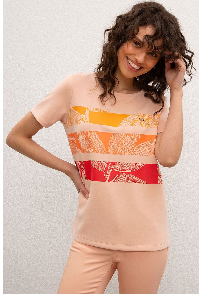 Tricou din amestec de modal - cu model colorblock