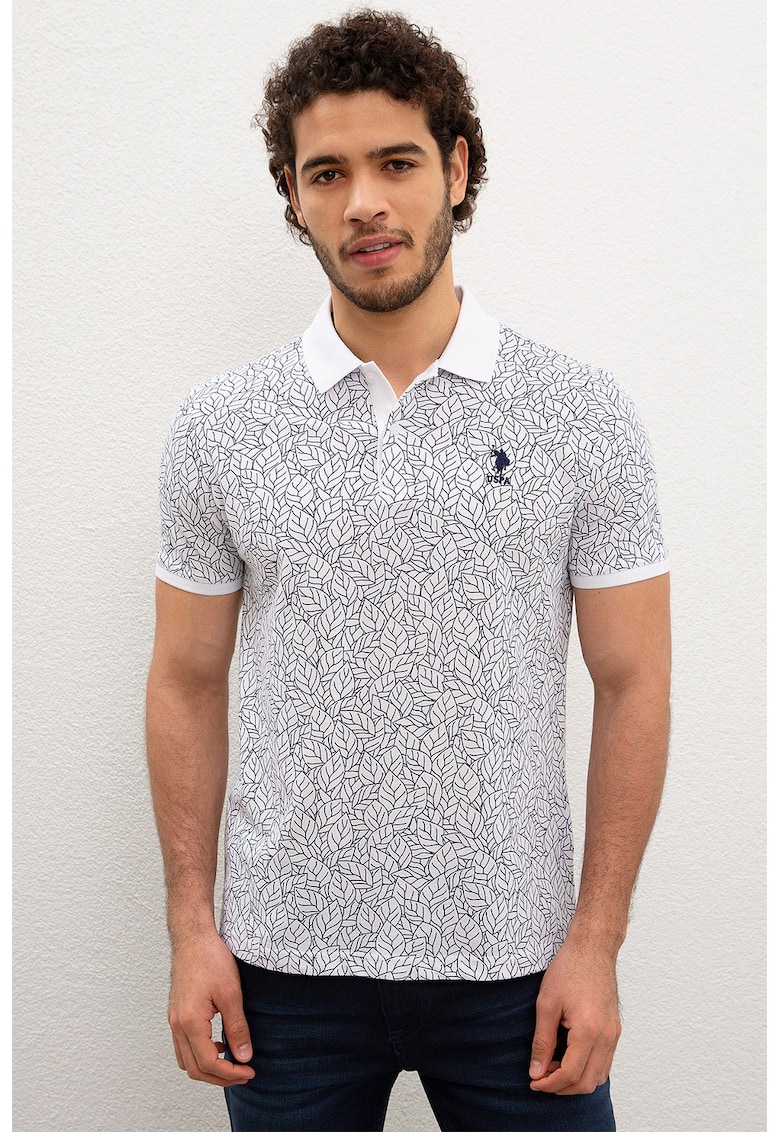 Tricou polo cu model cu frunze