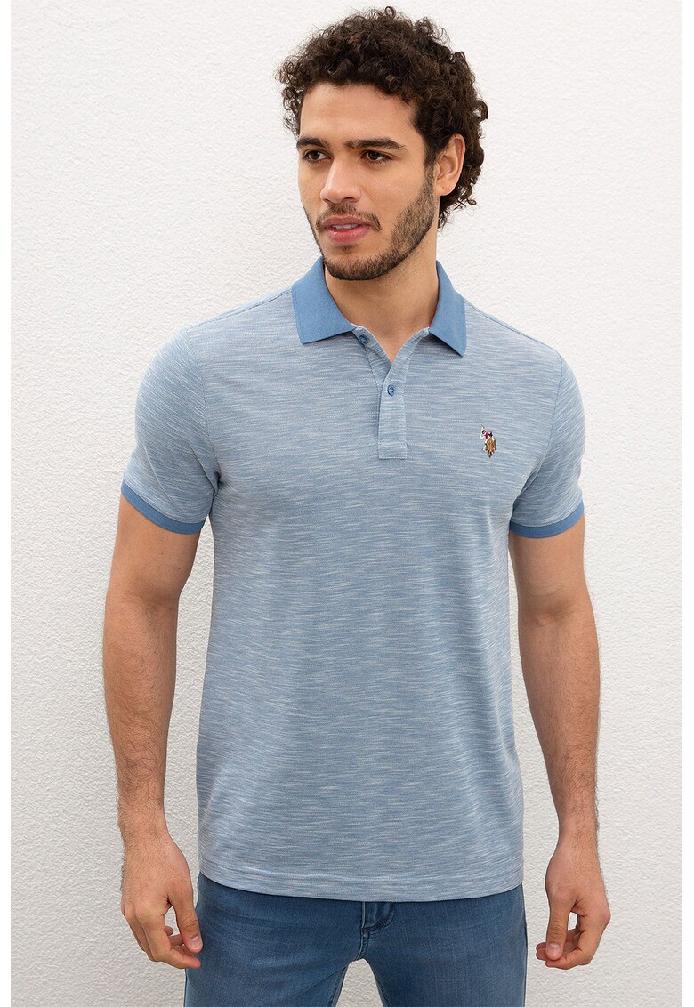 Tricou polo slim fit cu logo brodat