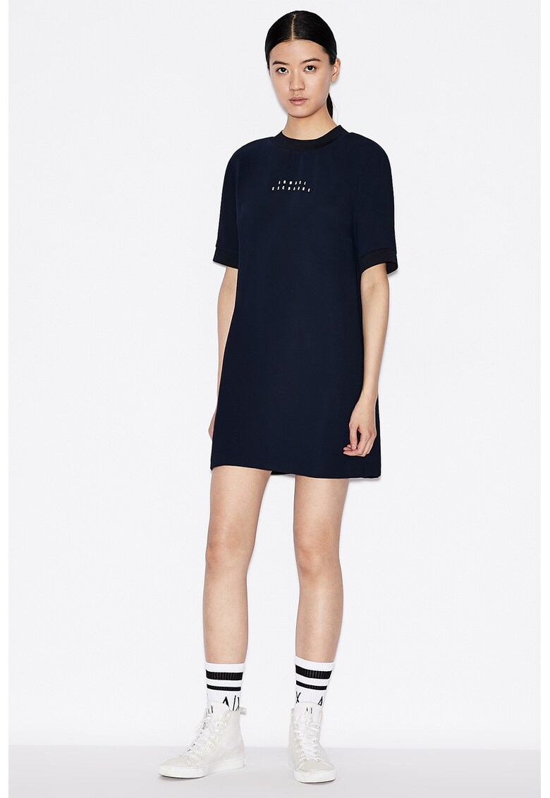 Rochie tip tricou cu imprimeu logo contrastant