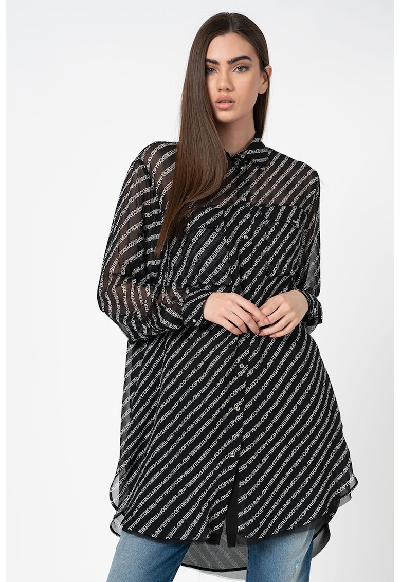 Rochie tip camasa cu model text D-Superior
