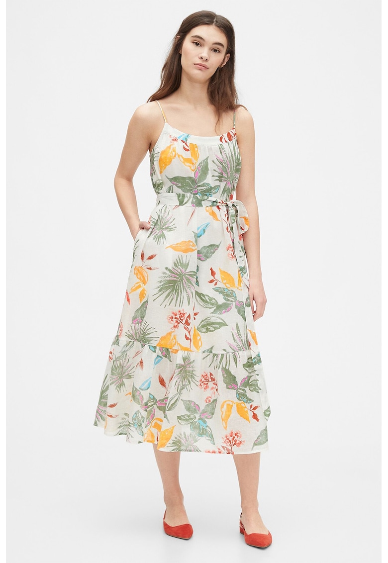 Rochie din amestec de in cu imprimeu floral Cami