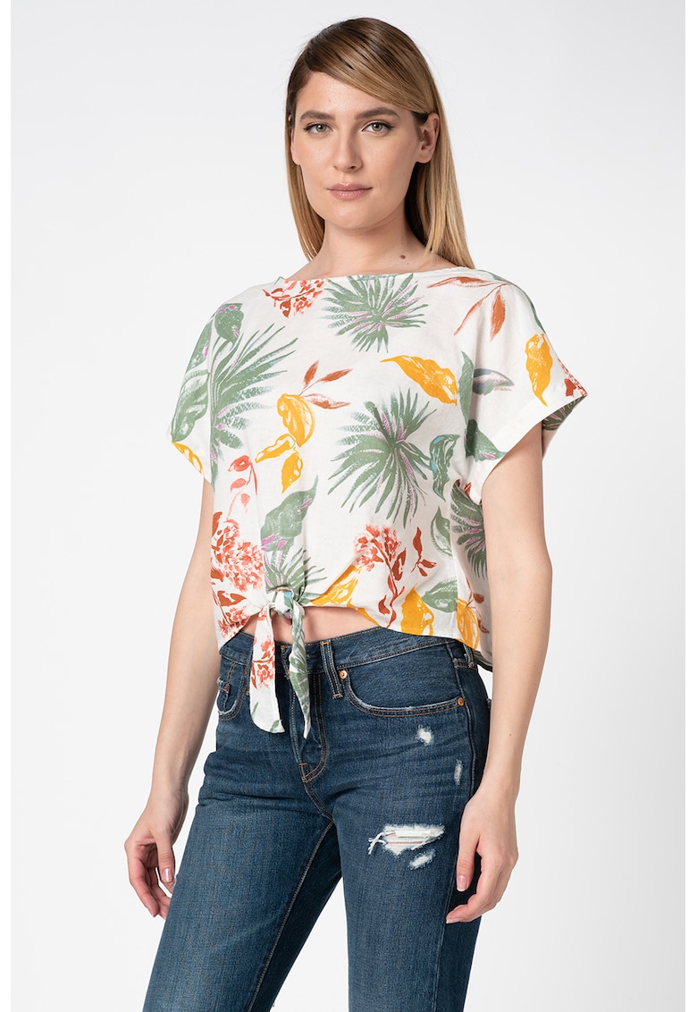 Tricou din amestec de in - cu imprimeu tropical