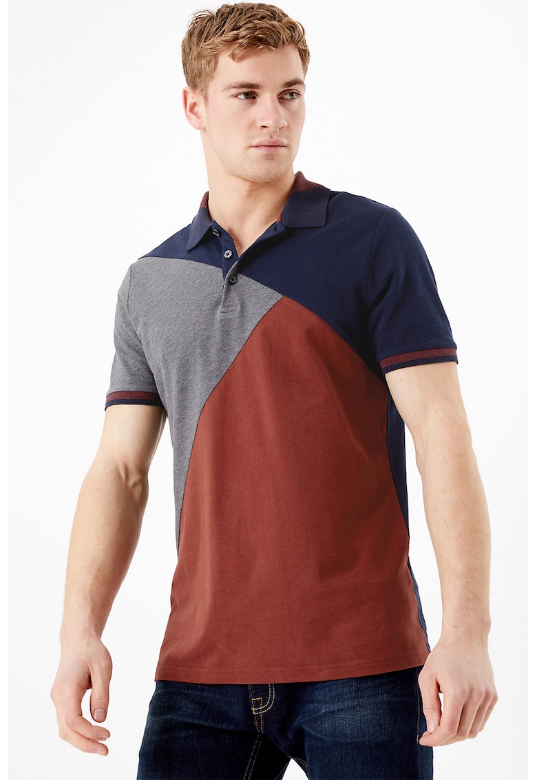 Tricou polo cu model colorblock