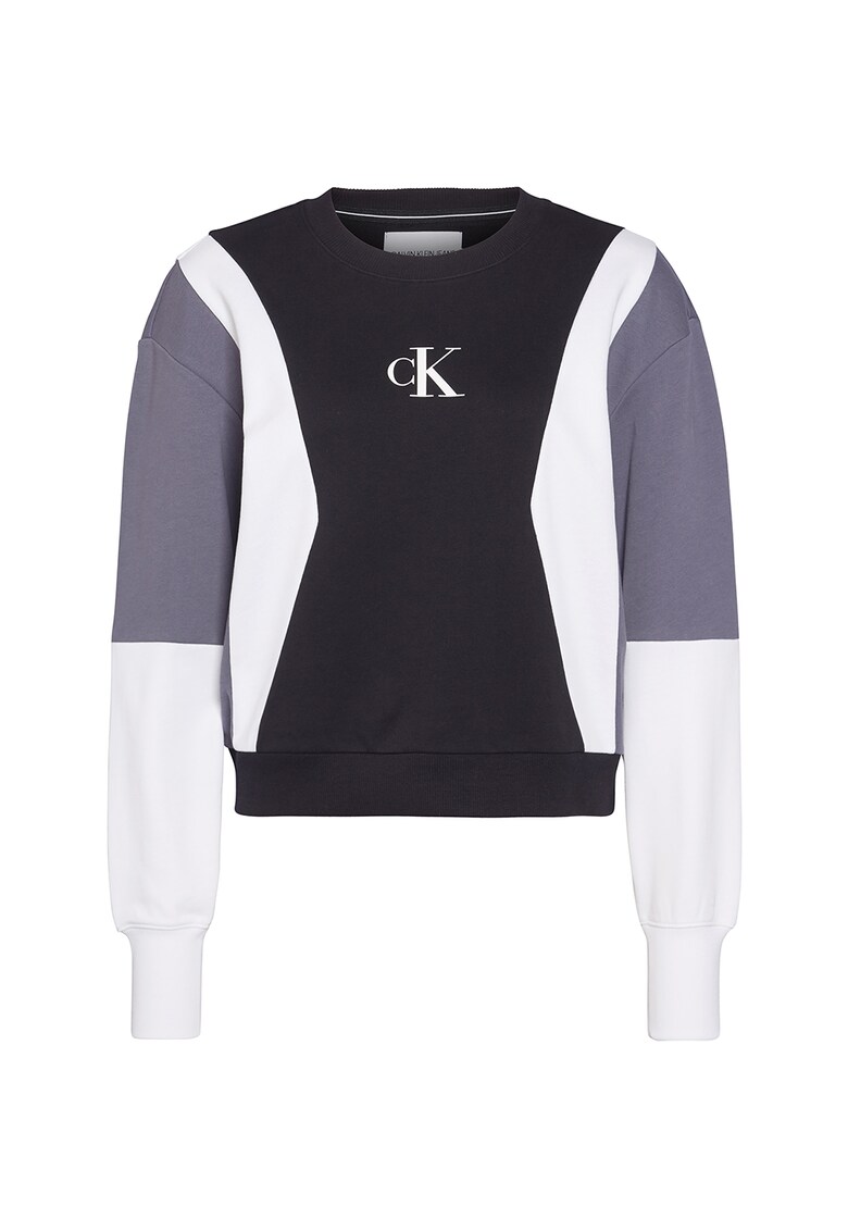 Bluza sport cu model colorblock si imprimeu logo