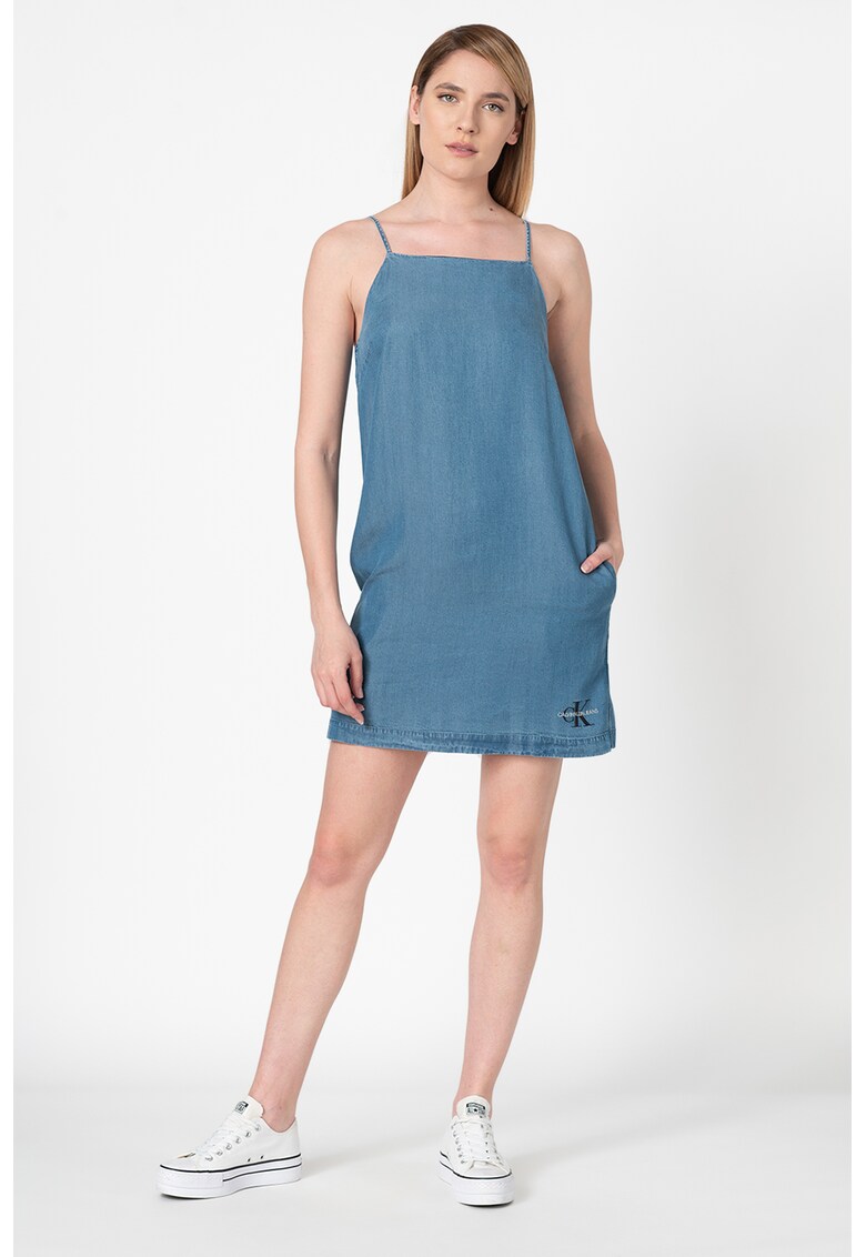 Rochie din lyocell cu croiala in A si bretele ajustabile