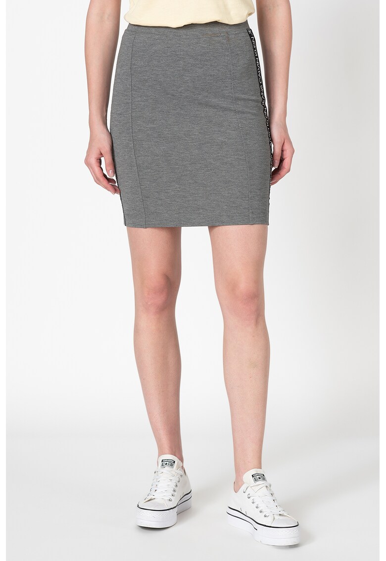 Fusta mini elastica - cu segmente laterale cu imprimeu logo