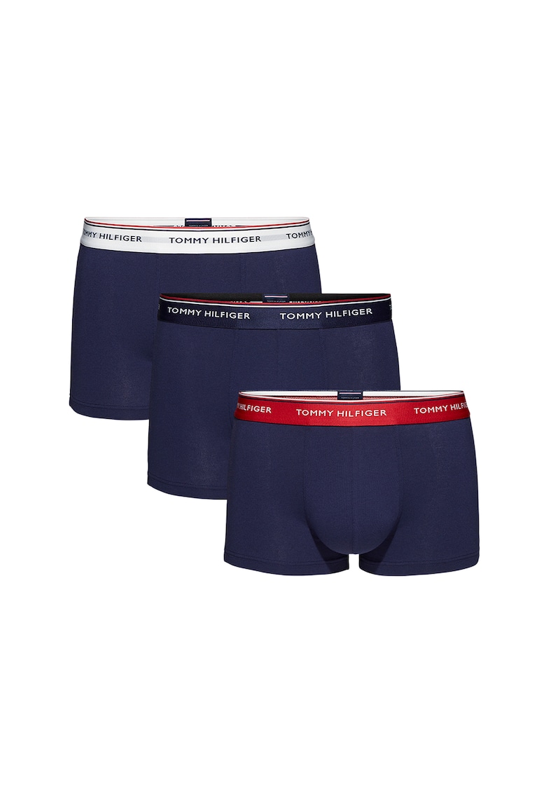 Set de boxeri din amestec de bumbac organic cu banda logo in talie - 3 perechi - Bleumarin