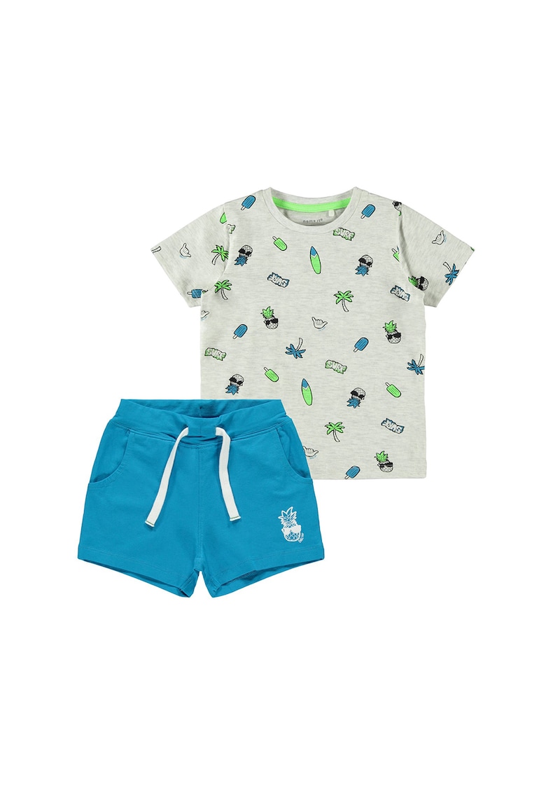 Set de pantaloni scurti si tricou din amestec de bumbac