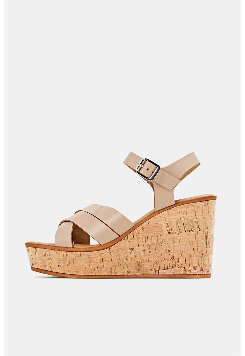 Sandale din piele cu talpa wedge