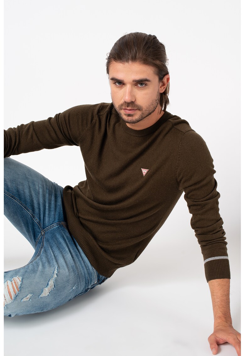 Pulover din amestec de lana cu logo