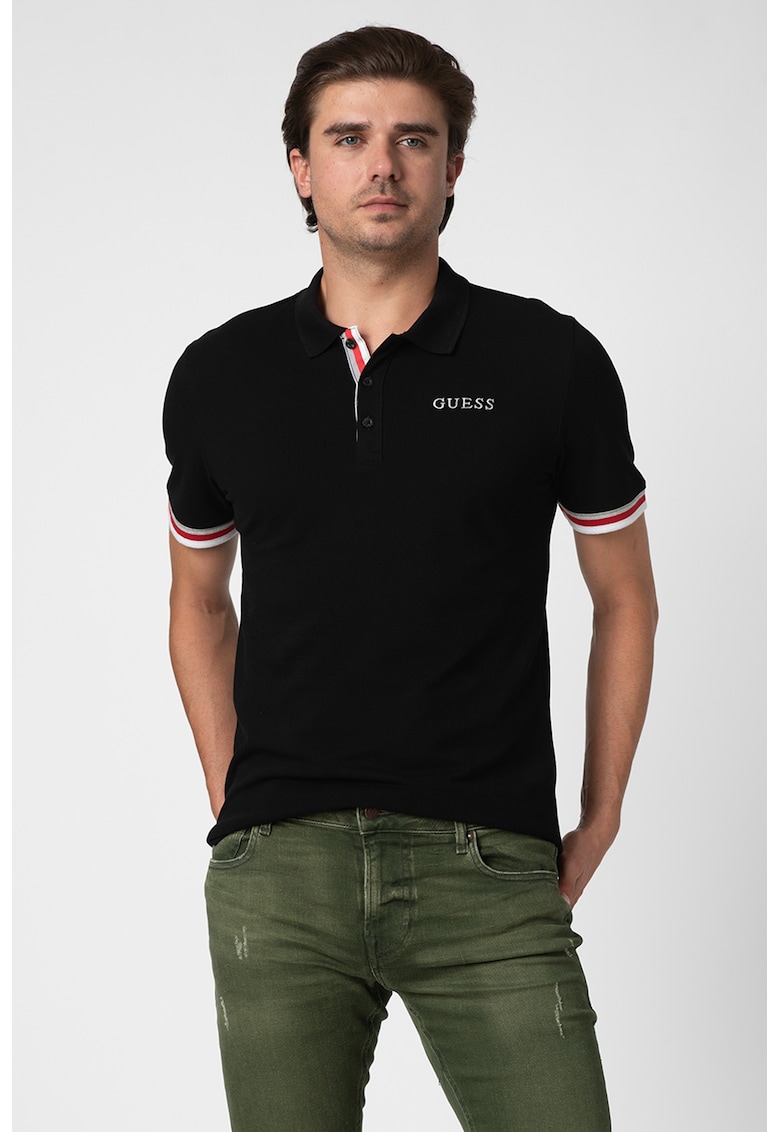 Tricou polo slim fit cu logo brodat