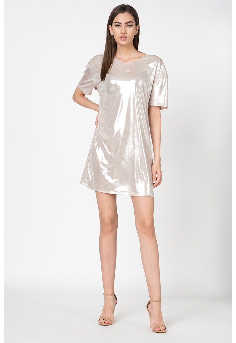 Rochie dreapta cu aspect metalizat