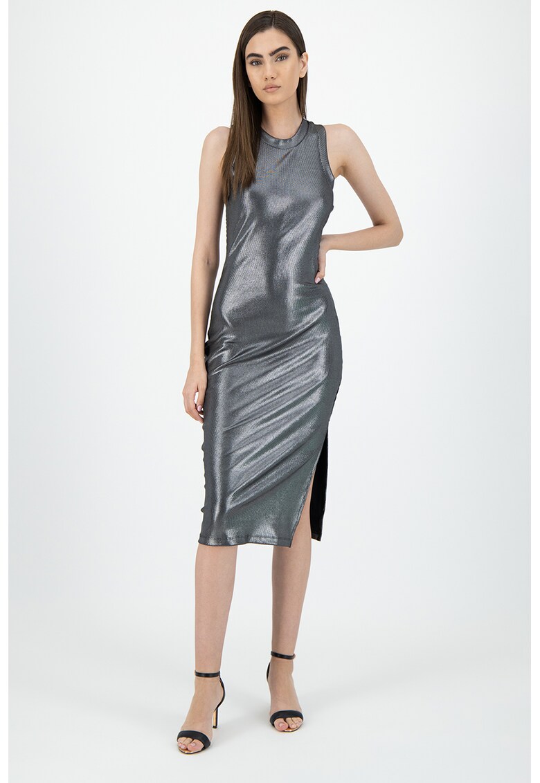 Rochie midi cu aspect metalizat