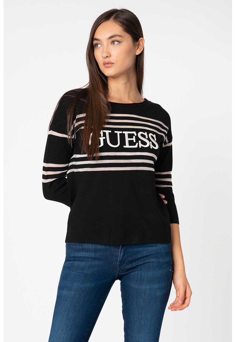 Pulover cu model in dungi si broderie logo