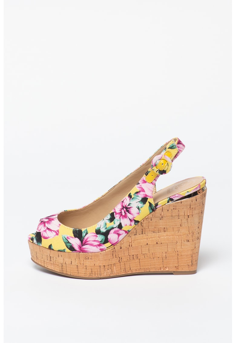 Sandale wedge cu imprimeu floral