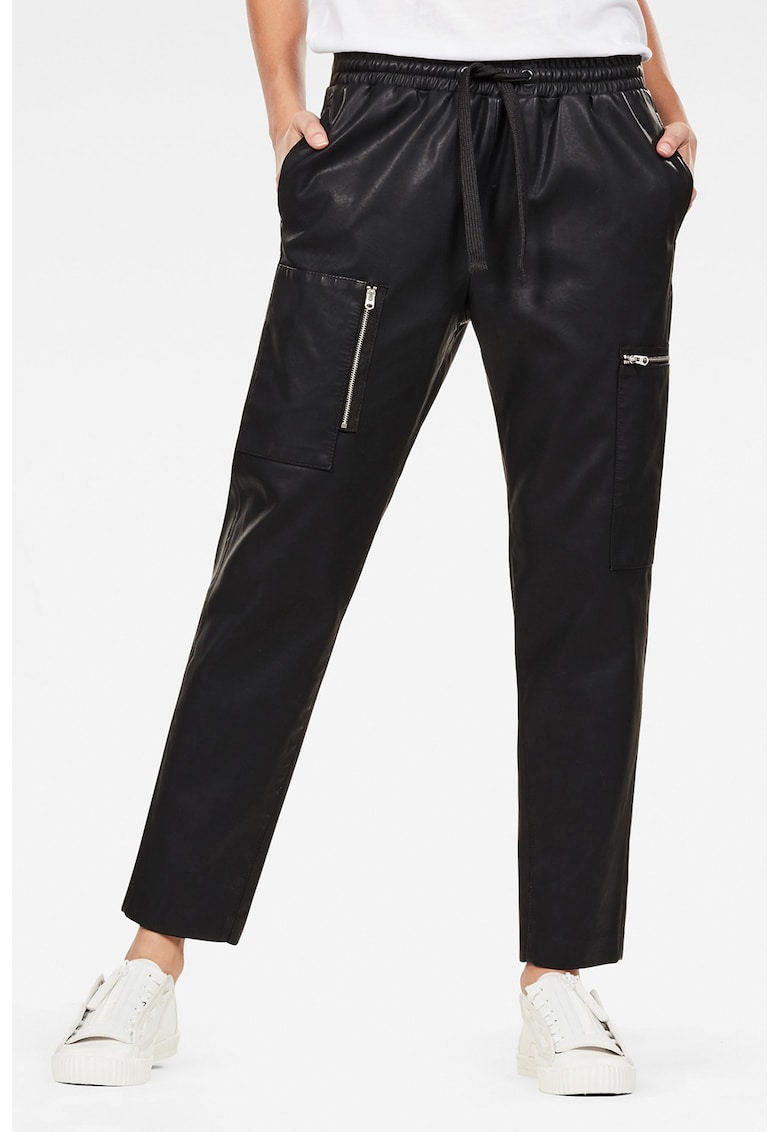 Pantaloni de piele ecologica cu snur