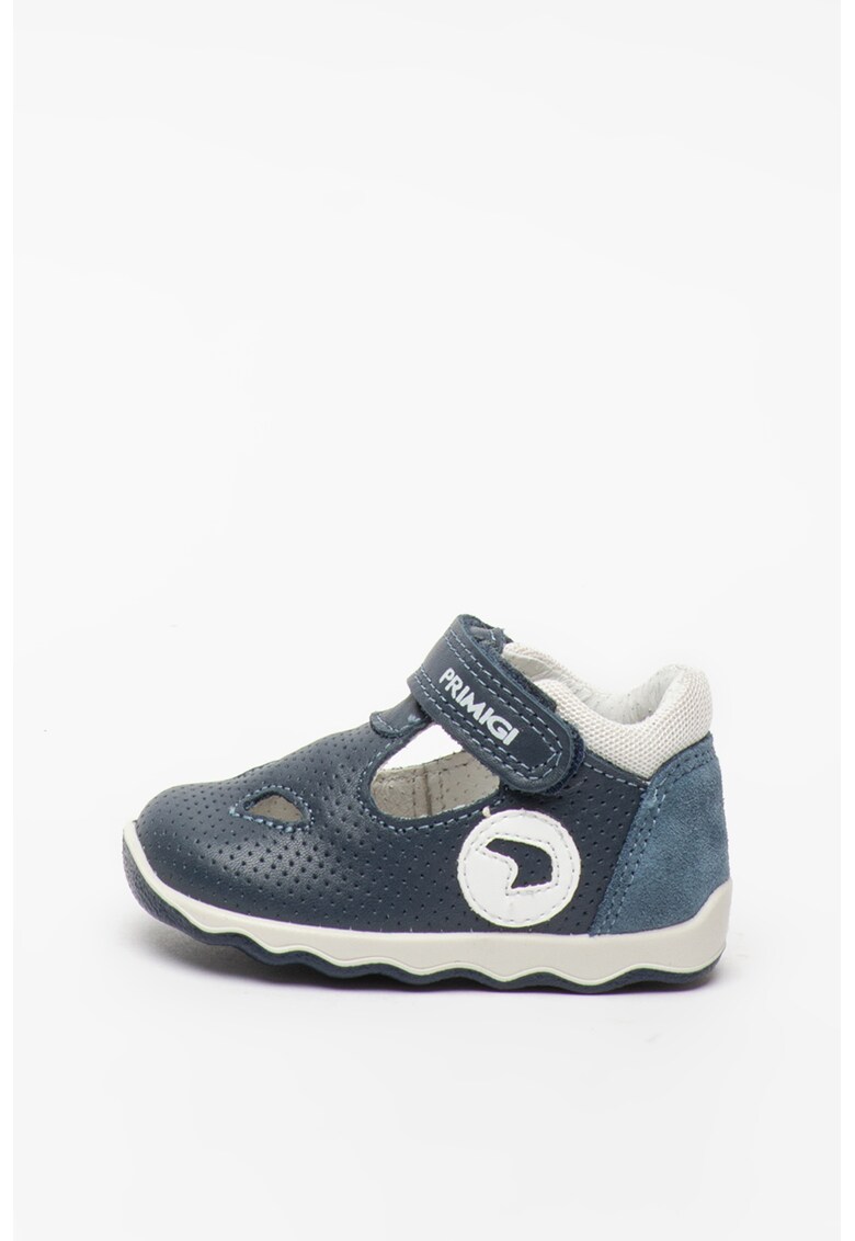 Pantofi de piele cu velcro si decupaje