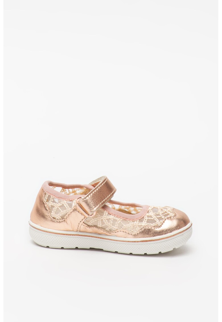 Pantofi Mary Jane de piele cu insertii de plasa