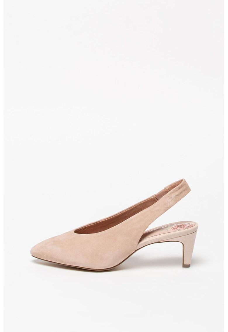 Pantofi de piele intoarsa cu toc kitten