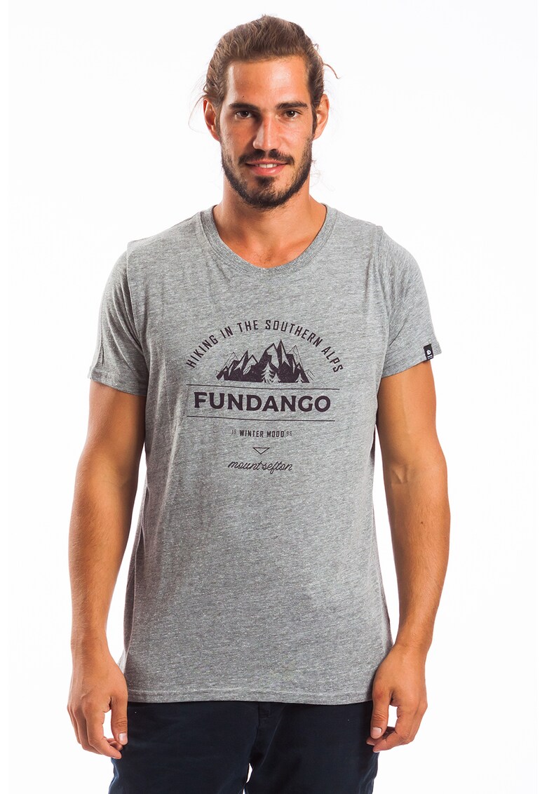 Tricou cu logo si imprimeu text Basic