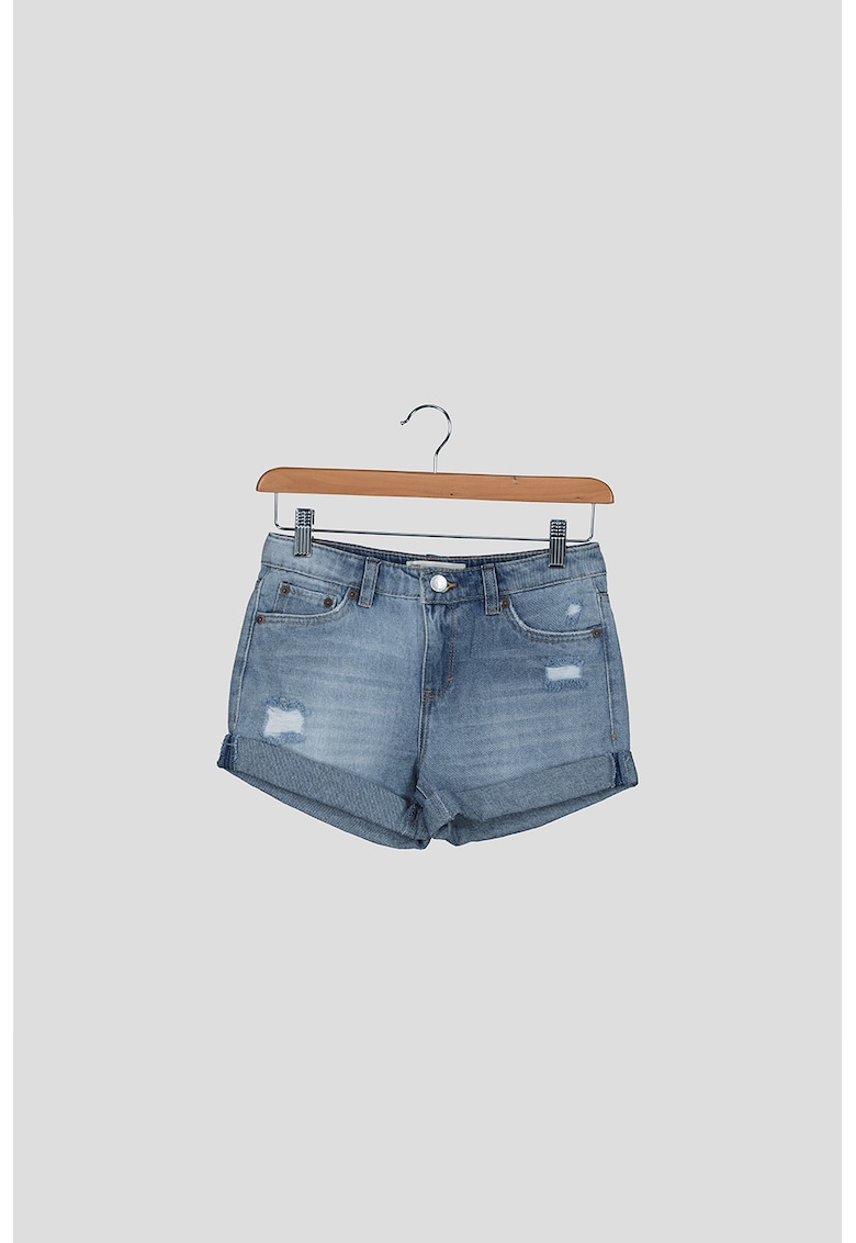 Pantaloni scurti de denim cu terminatii rasucite