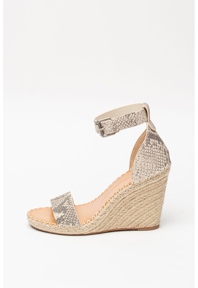 Sandale wedge - tip espadrile - din piele cu aspect piele de sarpe Noor