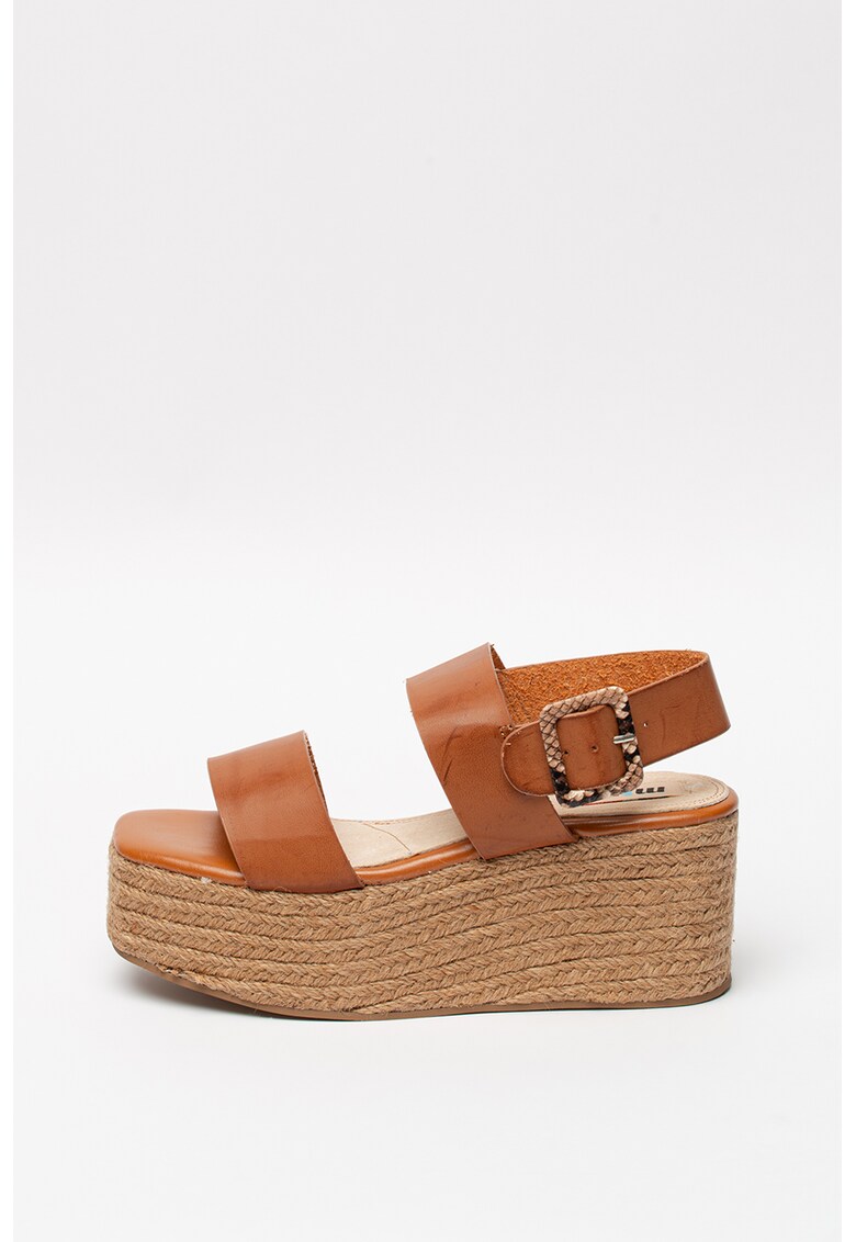 Sandale wedge tip espadrile de piele ecologica