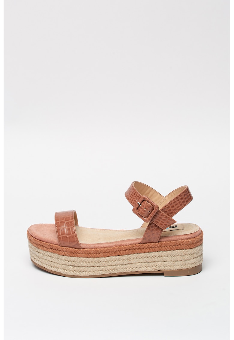 Sandale flatform tip espadrile cu model piele de crocodil