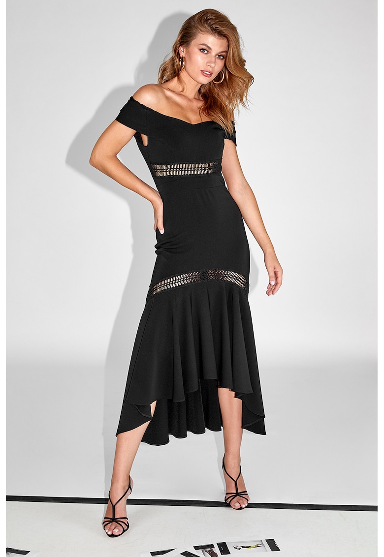 Rochie asimetrica cu decolteu pe umeri