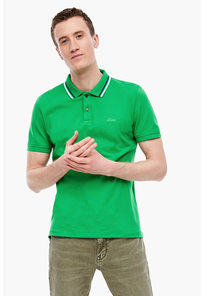 Tricou polo din material pique cu logo brodat