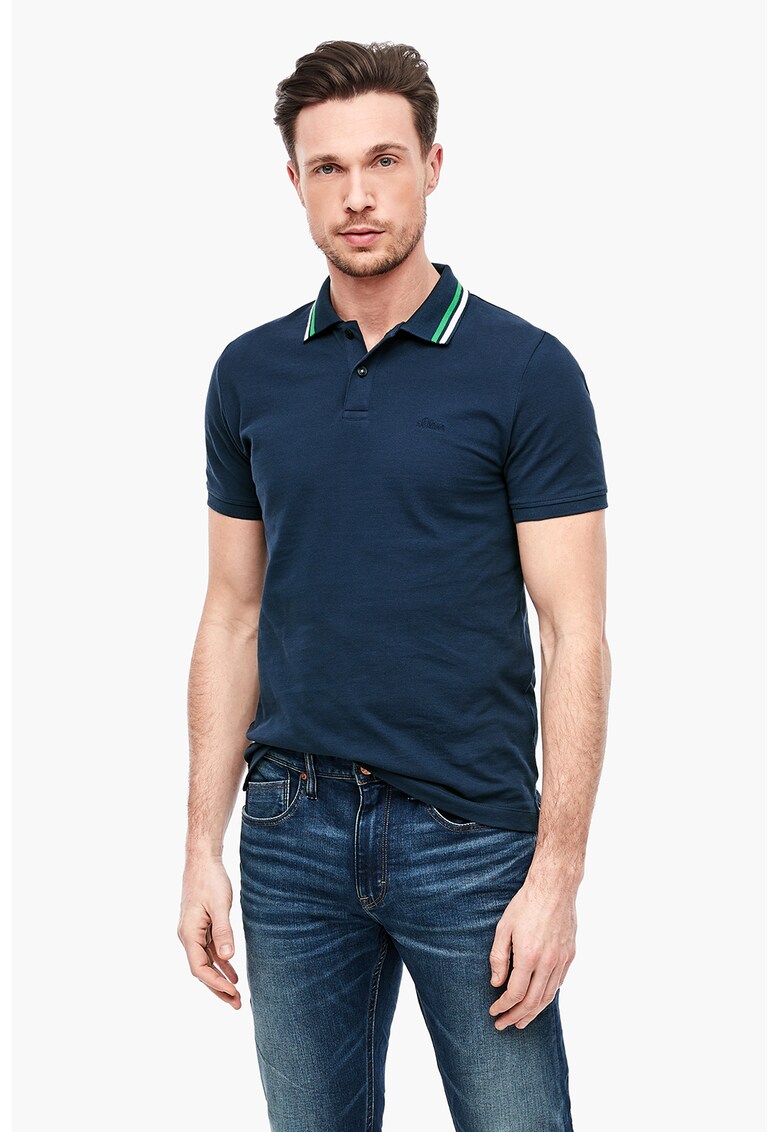 Tricou polo din material pique cu logo brodat