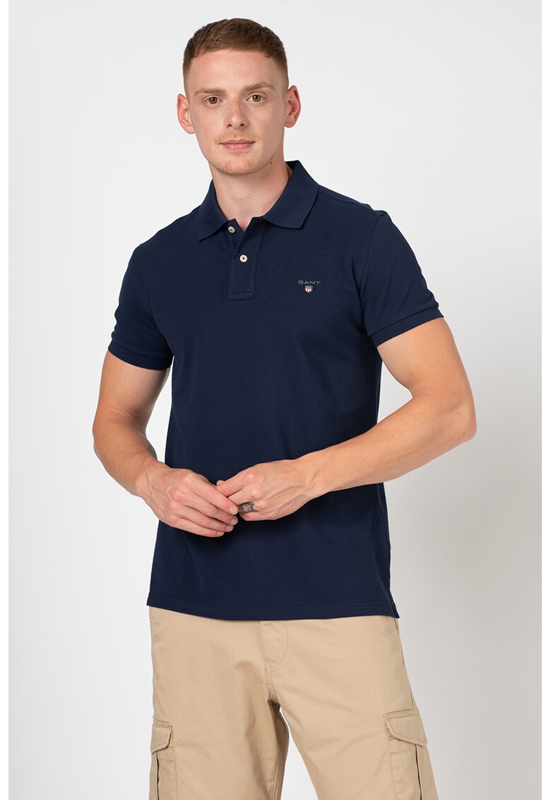 Tricou polo slim fit din material pique