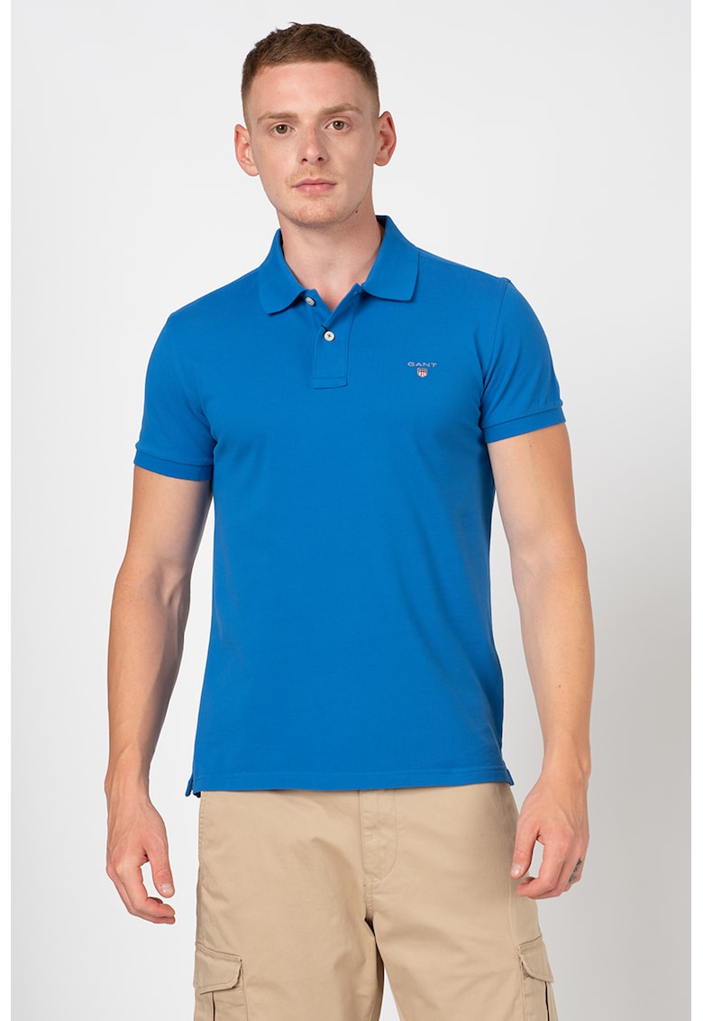 Tricou polo slim fit din material pique