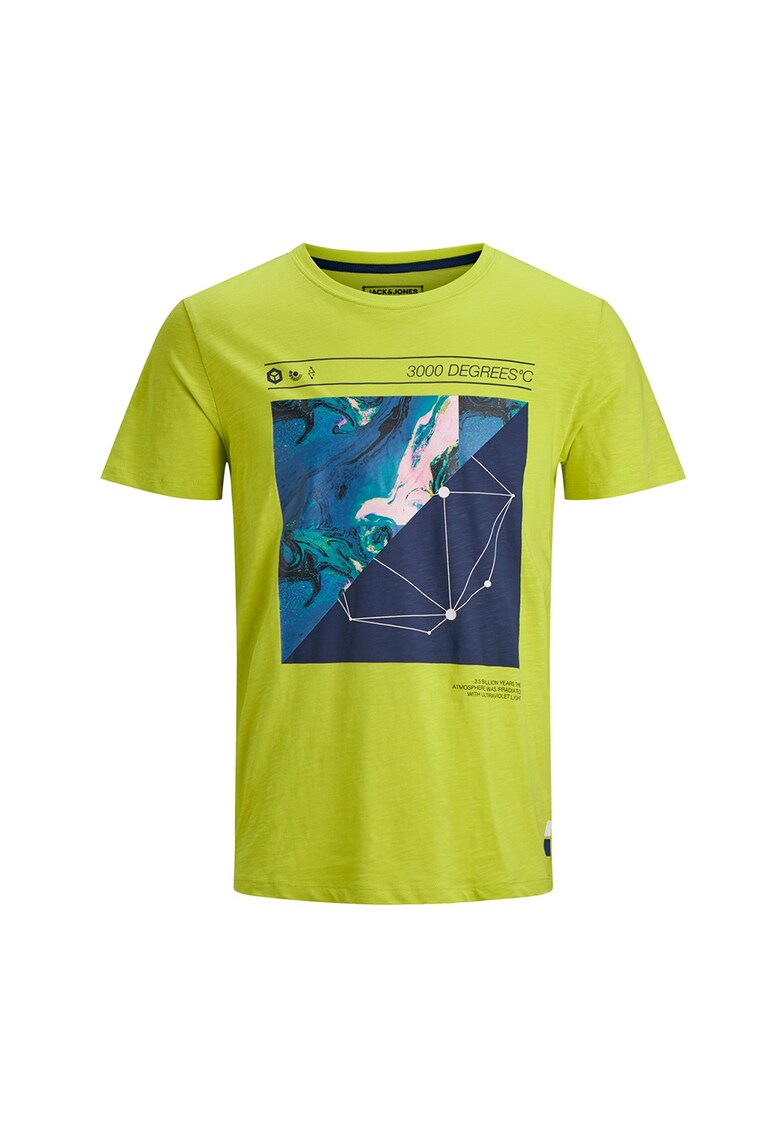 Tricou cu decolteu la baza gatului si imprimeu abstract A